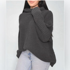 aerie ribbed knit gray turtleneck sweater size XS